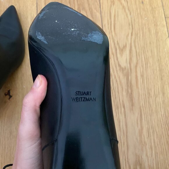 Stuart Weitzman Black Leather Ankle Boots with Heel Size 6 - Picture 13 of 16